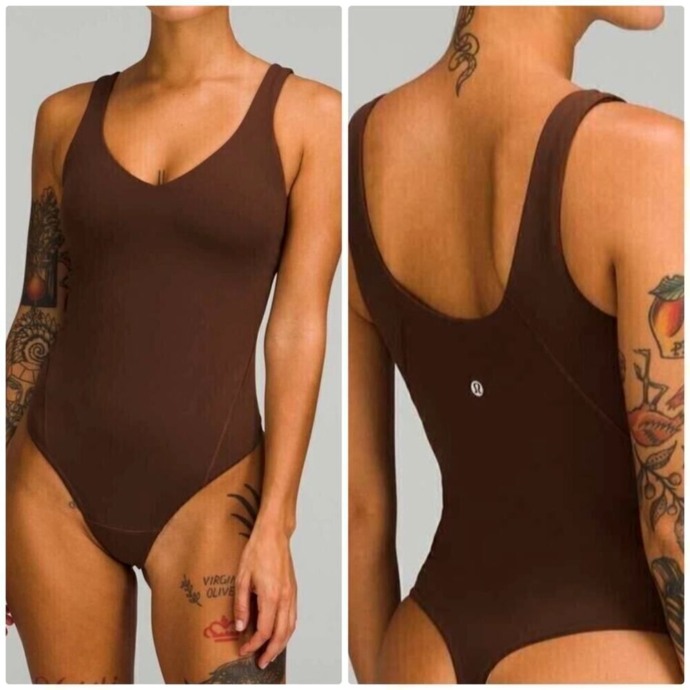 NEW Lululemon Align Bodysuit Womens 4 Java Brown Tight Fit Thong Top $148